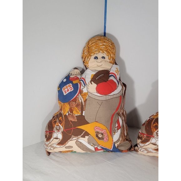 3 Cabbage Patch Kids Football Player Plush Stuffed Pillow Finished 1983 16" Fall - Picture 12 of 12